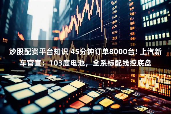 炒股配资平台知识 45分钟订单8000台! 上汽新车官宣：103度电池，全系标配线控底盘